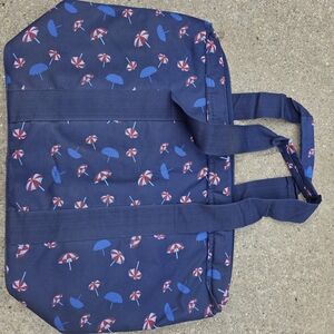 Navy Beach Umbrella Print Tote Bag
